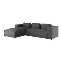 ECKSOFA Nova Grau Cord - Schwarz/Grau, Holz/Kunststoff (262/176cm) - S-Style Möbel