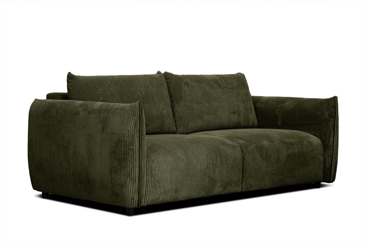 SOFA TAUER 3-Sitzer, olivgrün - Schwarz/Olivgrün, Holzwerkstoff/Kunststoff (112/84/206cm) - Wozimo