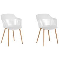 ESSZIMMERSTUHL 2er-Set Kunststoff Weiß Bereca - Weiß, Kunststoff/Metall (57/81/54cm) - Beliani