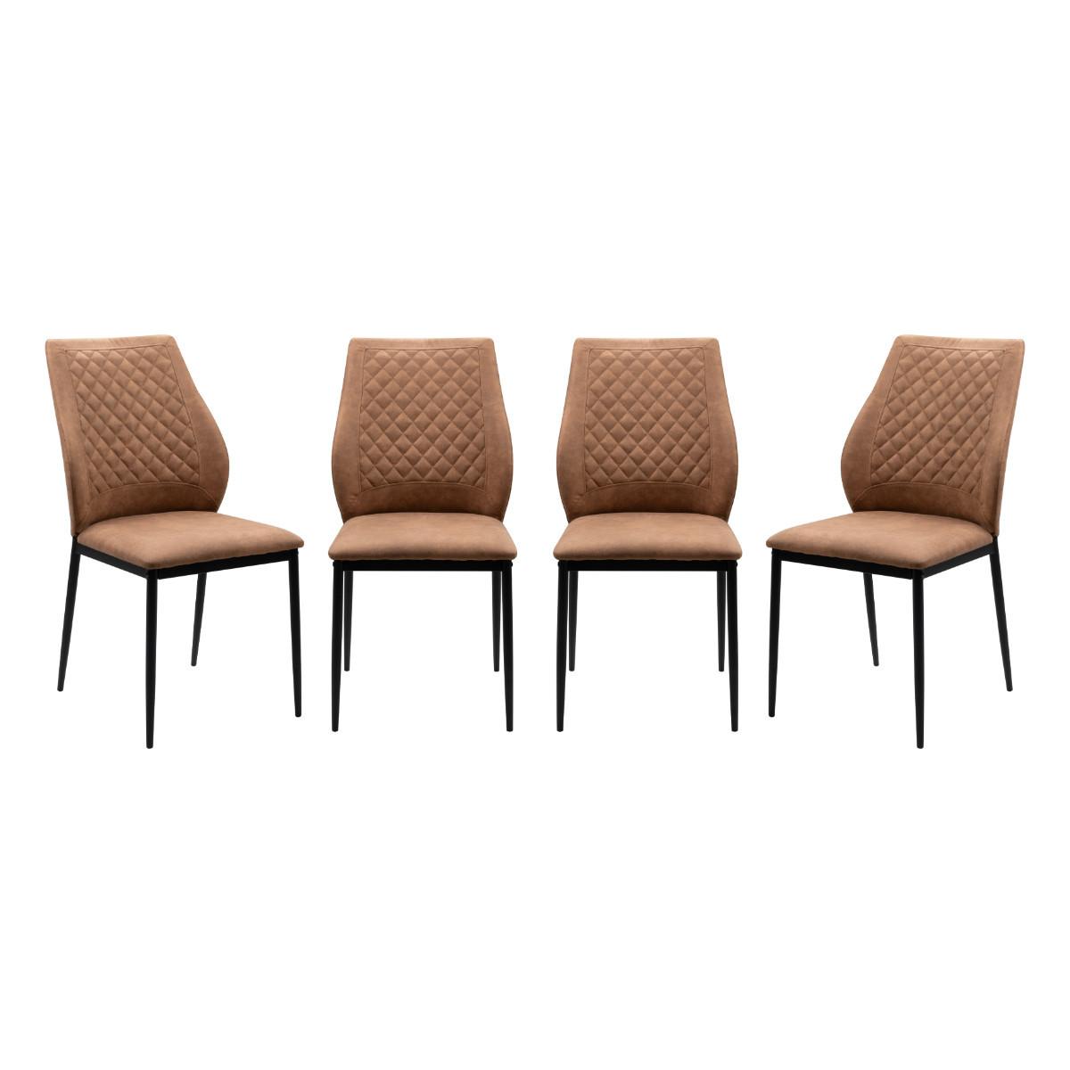 ESSZIMMERSTÜHLE STOFF MIT METALLGESTELL 4er set 45/90/45 cm - Braun, Metall (45/90/48cm) - Calicosy
