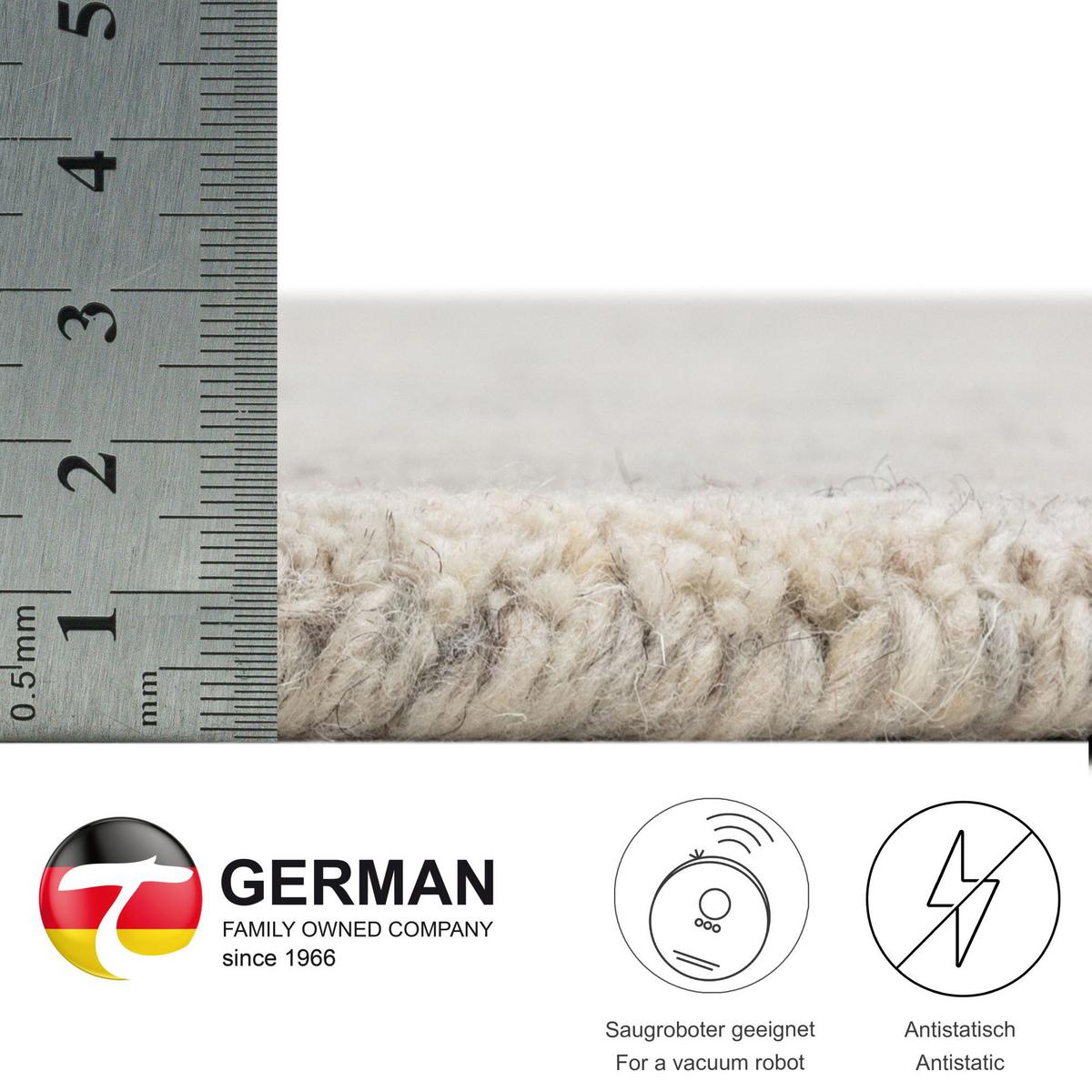 HANDWEBTEPPICH Pure 100x100 cm - Hellgrau, Textil (100/100cm) - THEKO