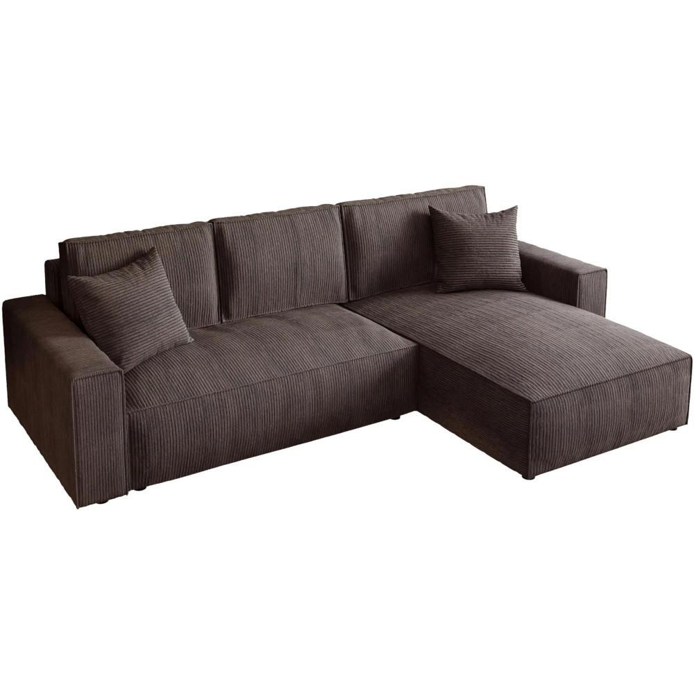 ECKSOFA Parys mit Schlaffunktion und universeller Ottomane, braun - Schwarz/Braun, Kunststoff/Textil (290/185cm) - Beautysofa