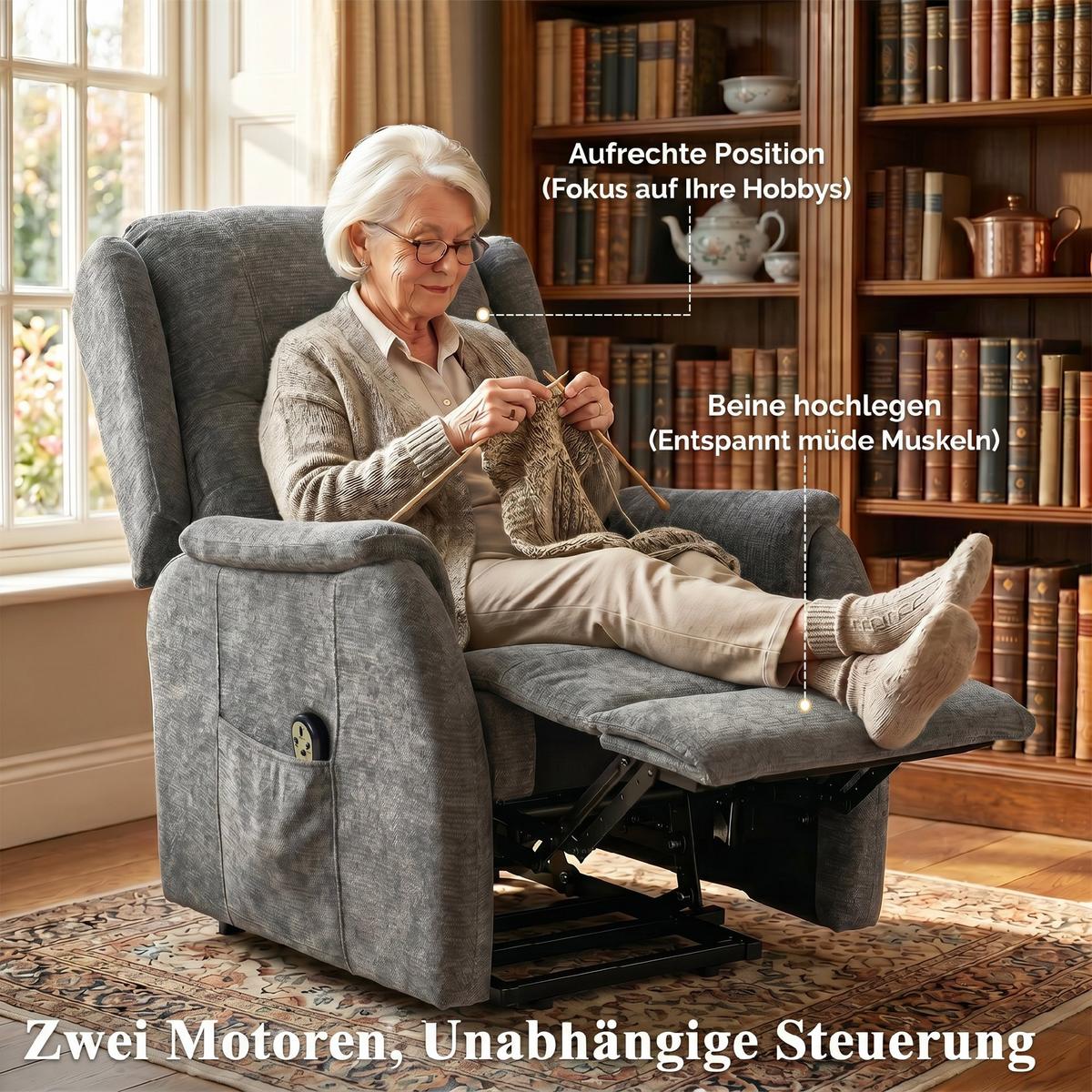 RELAXSESSEL Polyester Dunkelgrau - Dunkelgrau/Schwarz, Holz/Textil (76/103/89cm) - HOMCOM