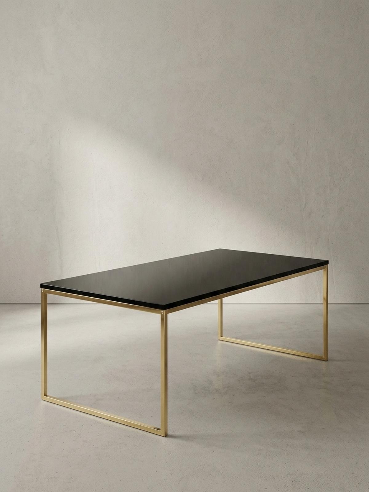 COUCHTISCH RIVA, Schwarz, Metall und Holz, Filigrane Beine, Maße 120x45x60 cm - Goldfarben/Schwarz, Holz/Metall (60/120/45cm) - KADIMA DESIGN