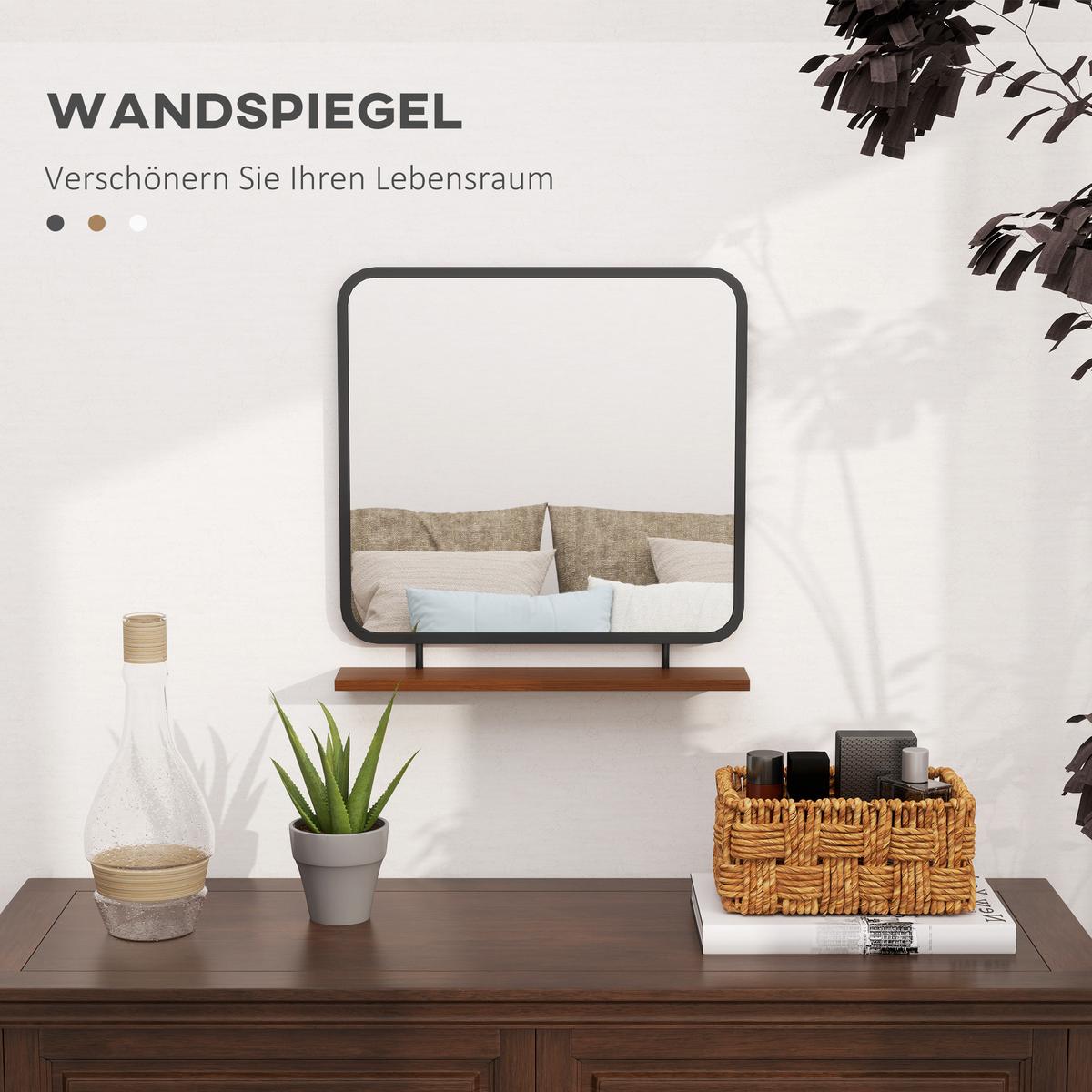 WANDSPIEGEL 55 x 55,5 cm, Schwarz - Schwarz, Glas (10/55.5/55cm) - HOMCOM