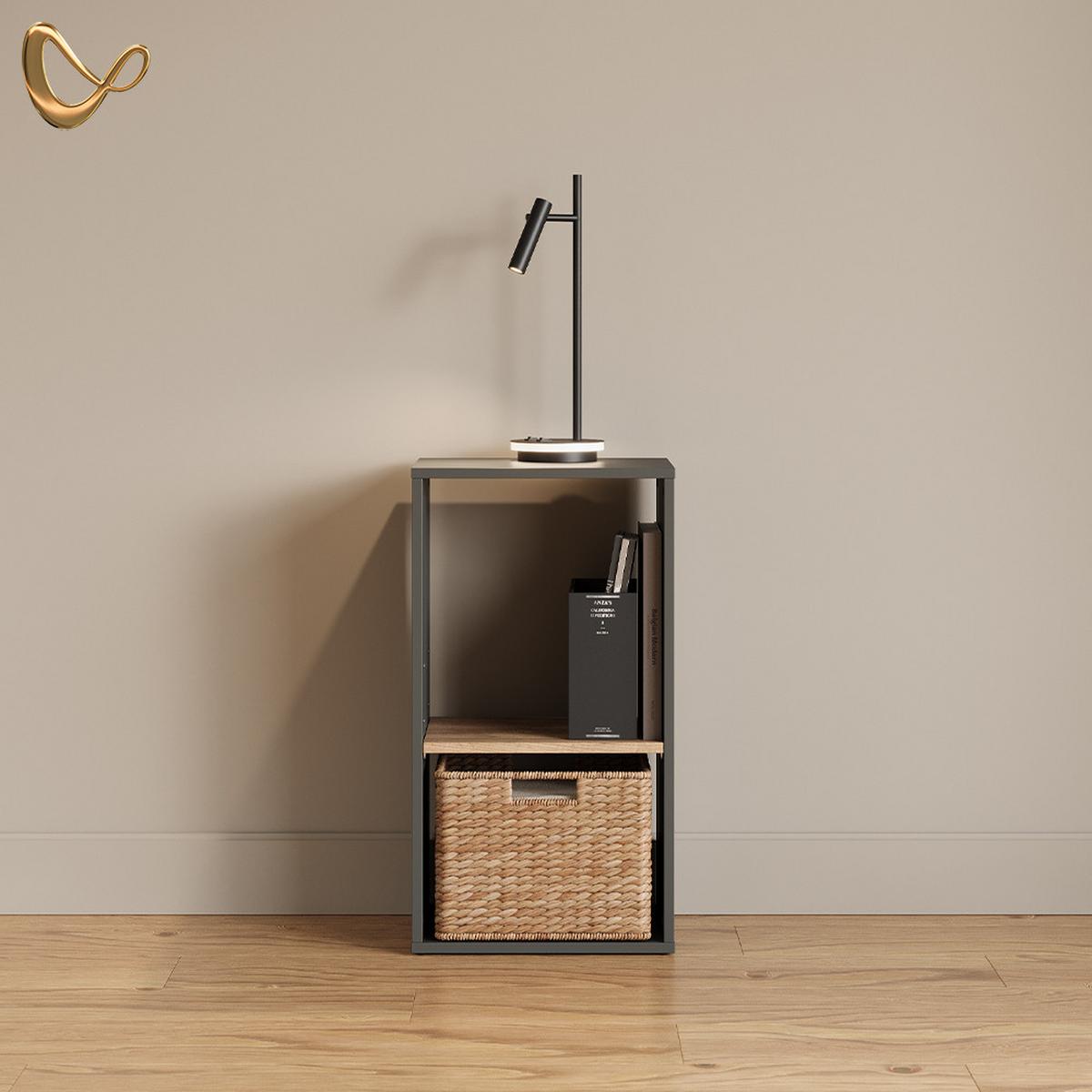 BÜCHERREGAL Lorena Anthrazit/Goldkraft Eiche mit 2 Fächern - Honigeiche/Anthrazit, Holzwerkstoff (40/74/30cm) - Livinity®