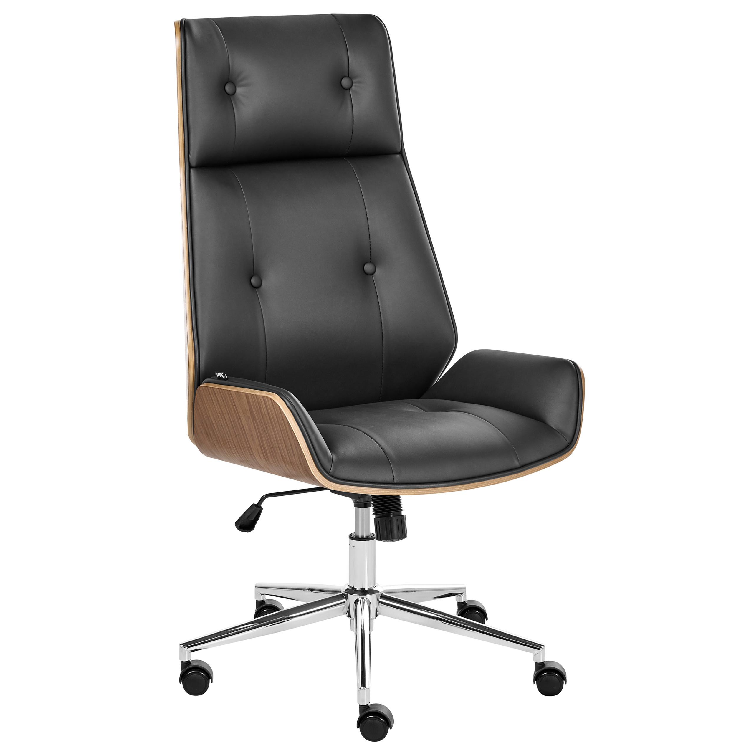 BÜROSTUHL Kunstleder Schwarz Pliora - Schwarz, Kunststoff (68/113/68cm) - Beliani