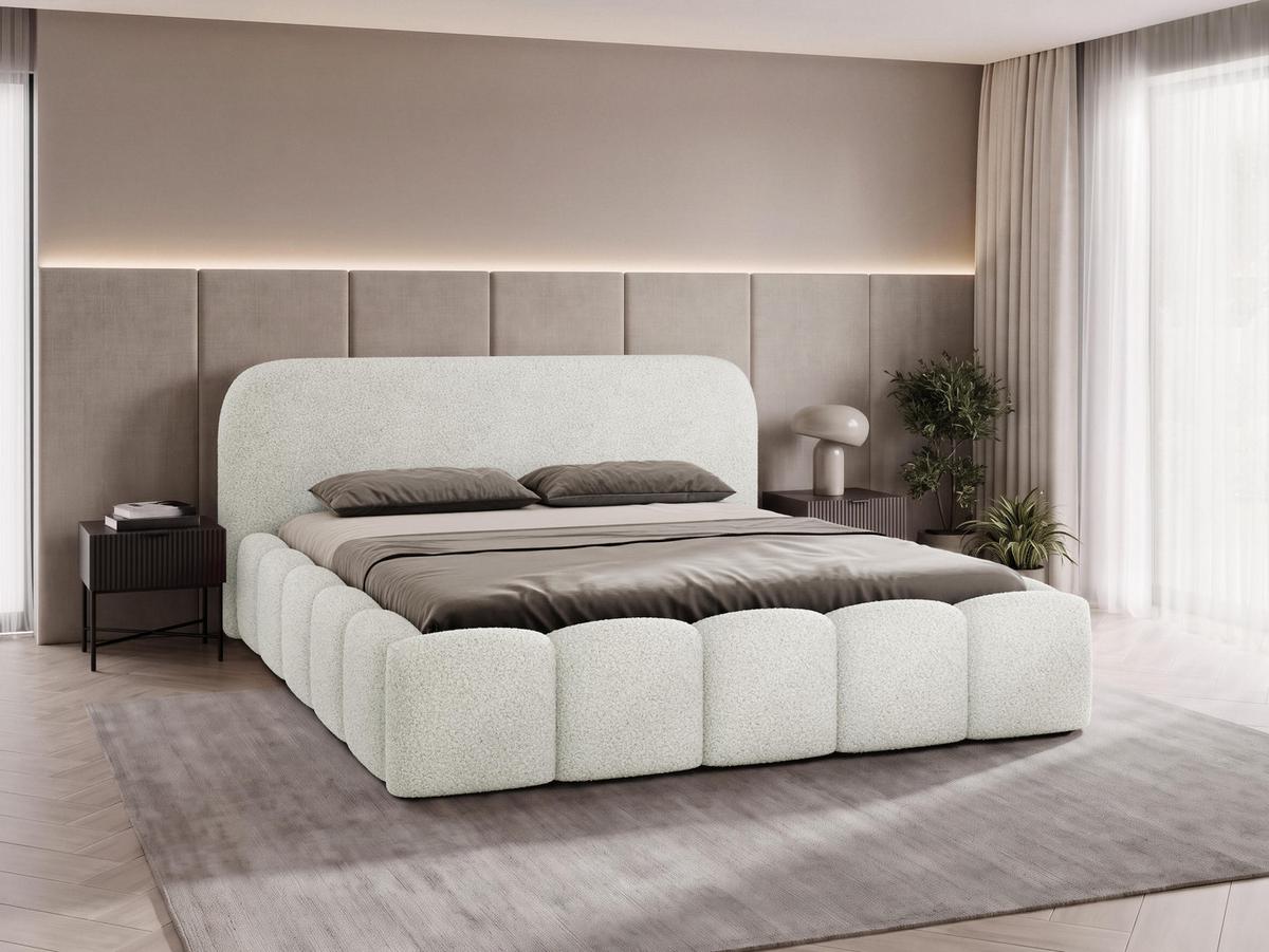 POLSTERBETT Refola Boucle - Creme/Schwarz, Holz/Holzwerkstoff (160/200cm) - MIRJAN24