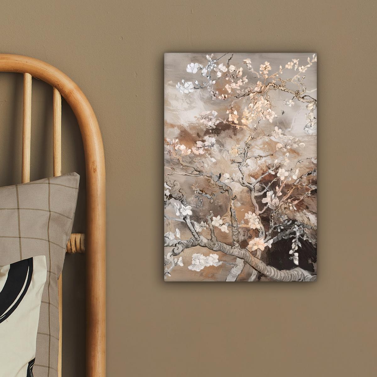 LEINWANDBILD Mandelblüte - Kunst - Van Gogh - Beige - Abstrakt Deko Wohnzimmer 20x30 cm - Braun, Textil (20/30cm) - MuchoWow