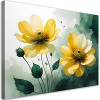 LEINWANDBILD, Sonnige gelbe Blumen in einer natürlichen Komposition - Gelb, Textil (100/70cm) - Feeby
