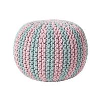 STRICKPOUF rund, blau-rosa gestreift, 40/40/35 cm - Hellblau, Textil (40/35/40cm) - Homescapes