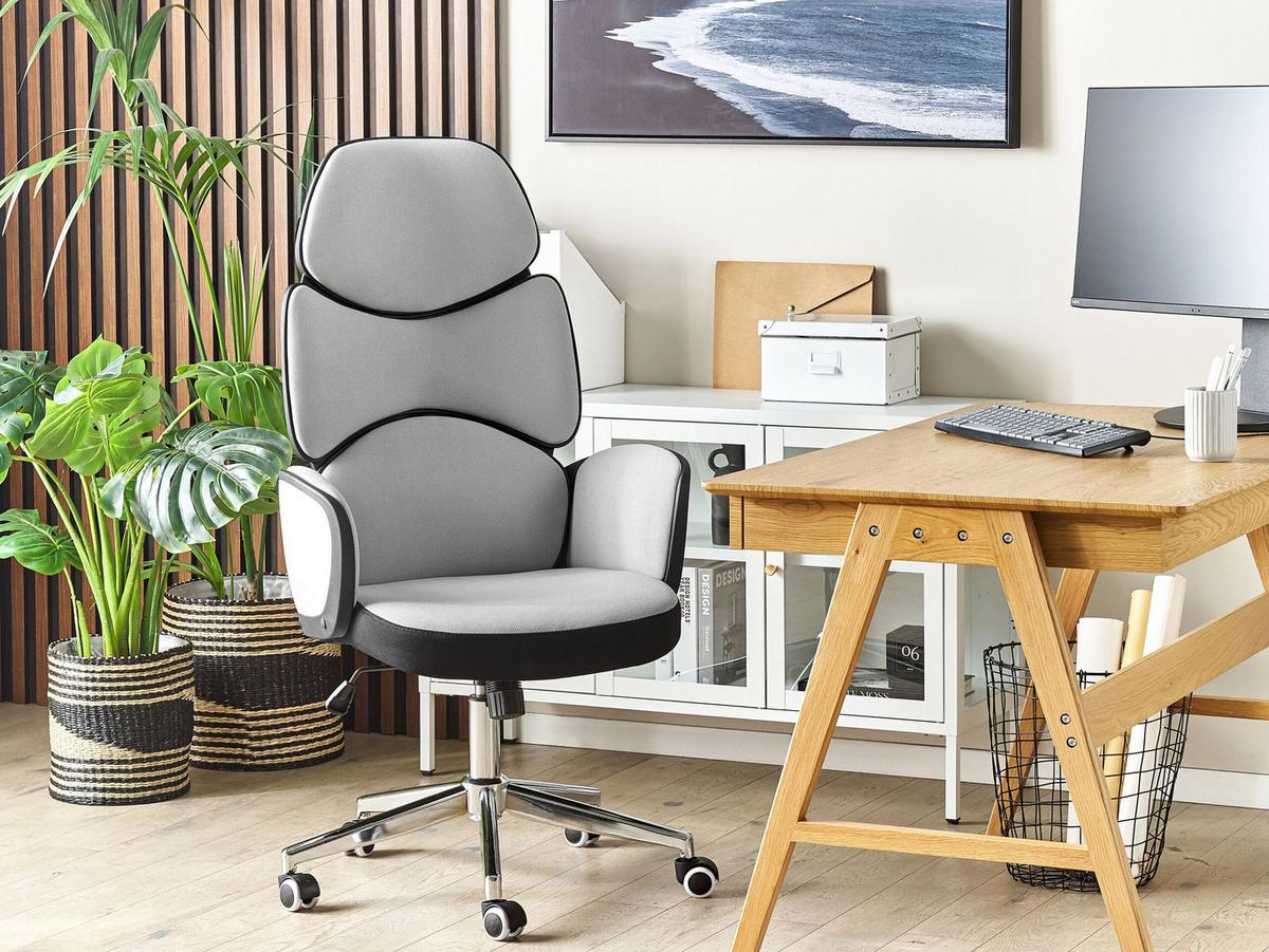 BÜROSTUHL Kunststoff Grau Splendid - Grau, Kunststoff/Textil (74/118/49cm) - Beliani