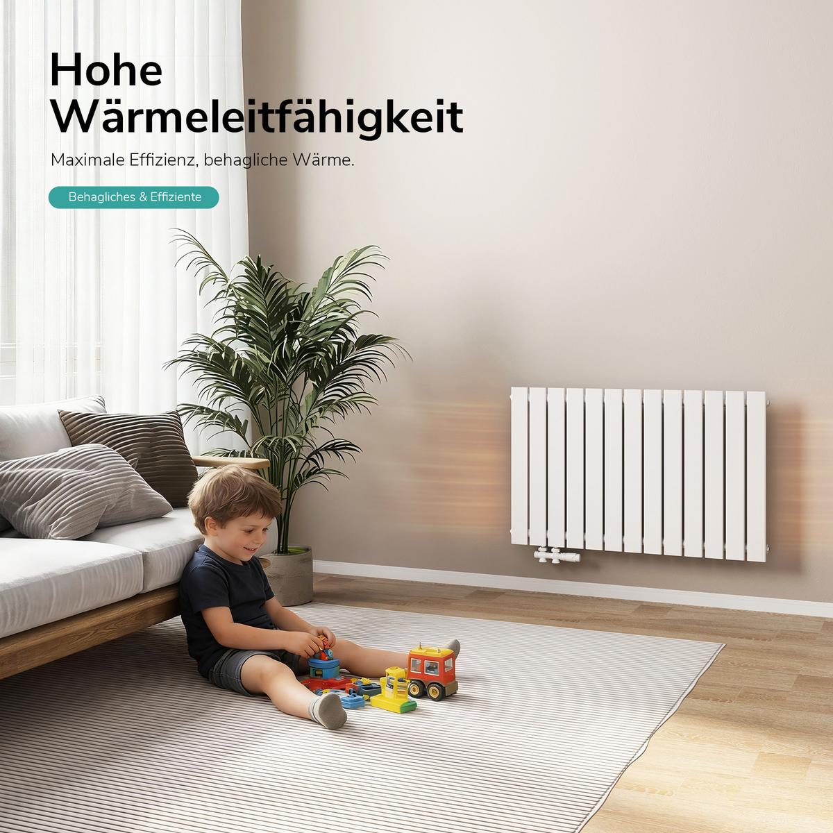 HEIZKÖRPER Flachheizkörper Weiß 63/100/5,2 cm - Weiß, Metall (100/63/4.9cm) - EMKE