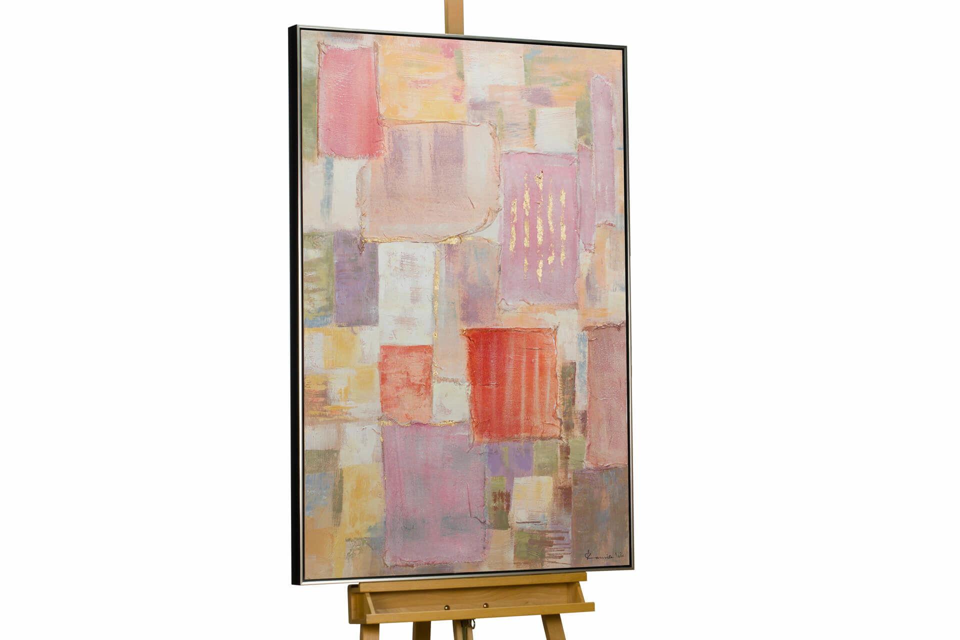 ACRYLBILD HANDGEMALT 83/123 cm - Pink/Beige, Textil (83/123cm) - KUNSTLOFT