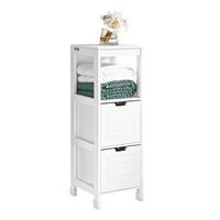 BADEZIMMERSCHRANK Kommode mit 2 Körben Weiß 30x89x30cm - Weiß, Holzwerkstoff (30/90/30cm) - SoBuy
