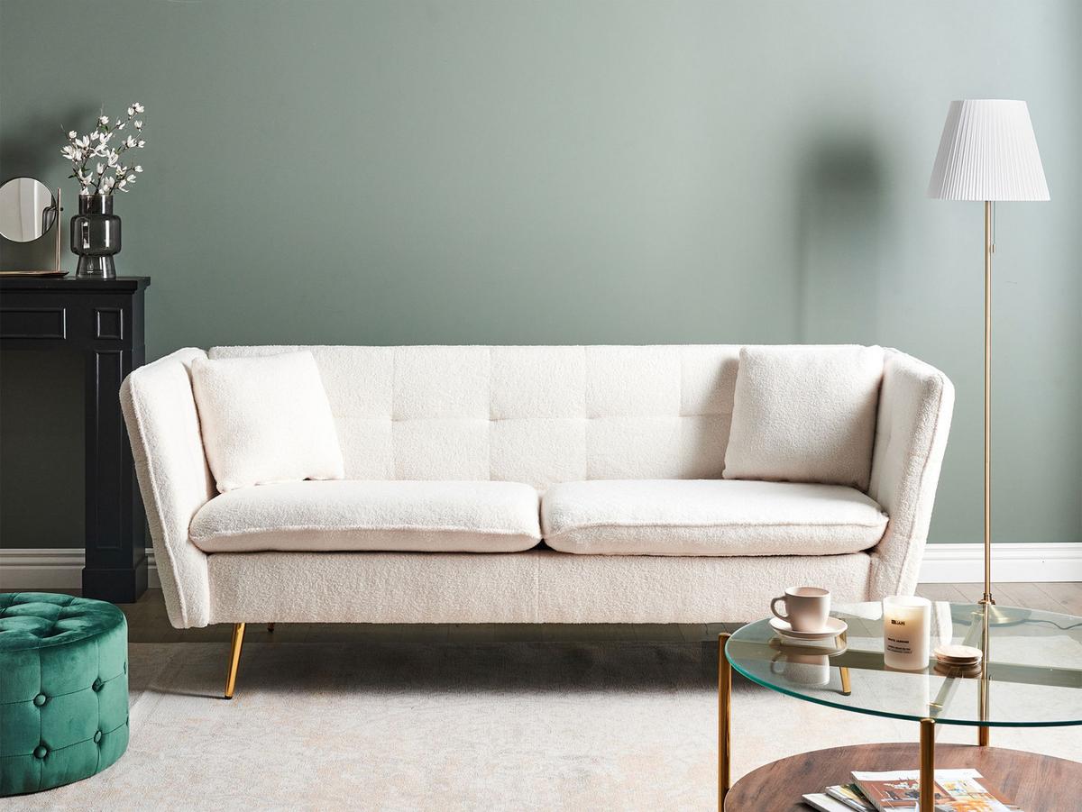 3-SITZER-SOFA Bouclé Cremeweiß Frederica - Creme, Textil (200/77/80cm) - Beliani