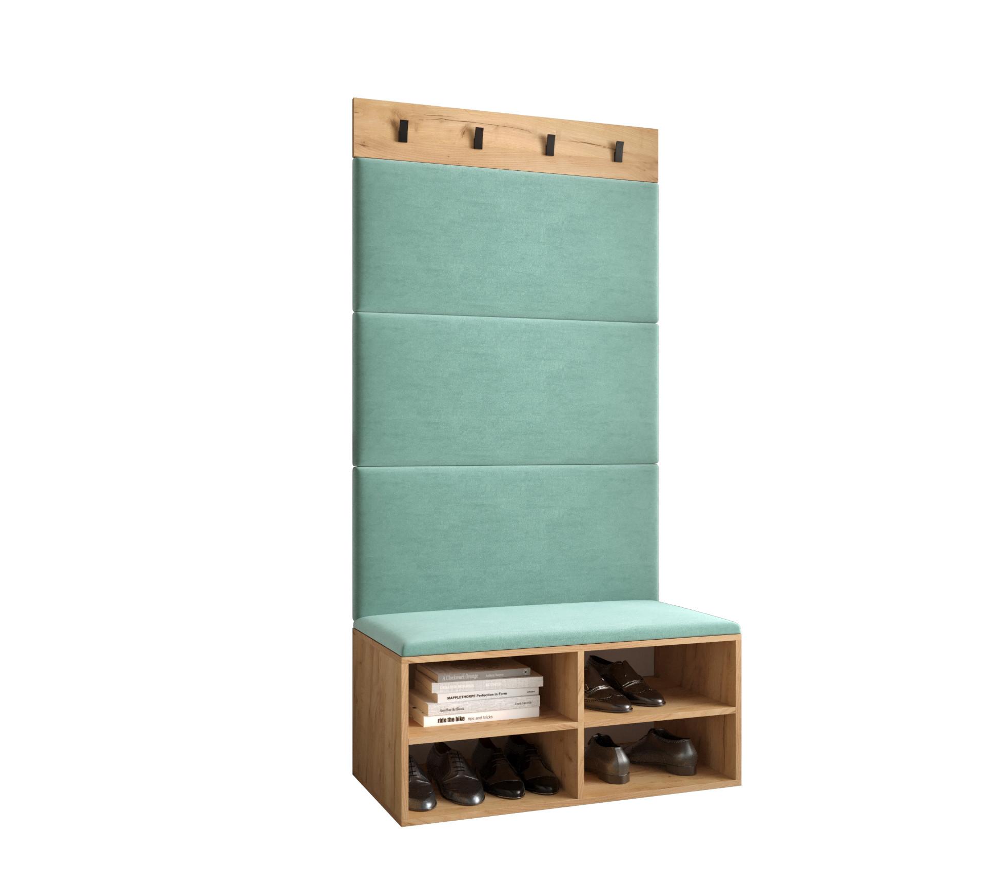 GARDEROBEN-SET 84/184/42 - Eichefarben/Mintgrün, Holz (84/184/42cm) - MÖBEL KRYSPOL