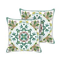DEKOKISSEN 2er-Set Grün 45/45 cm Elanite - Grün, Textil (45/45cm) - Beliani