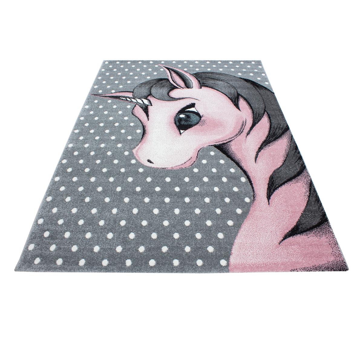 SPIELTEPPICH TASNA in Rosa, mit Einhorn-Motiv, 200 x 290 cm - Rosa, Textil (290/200cm) - KADIMA DESIGN