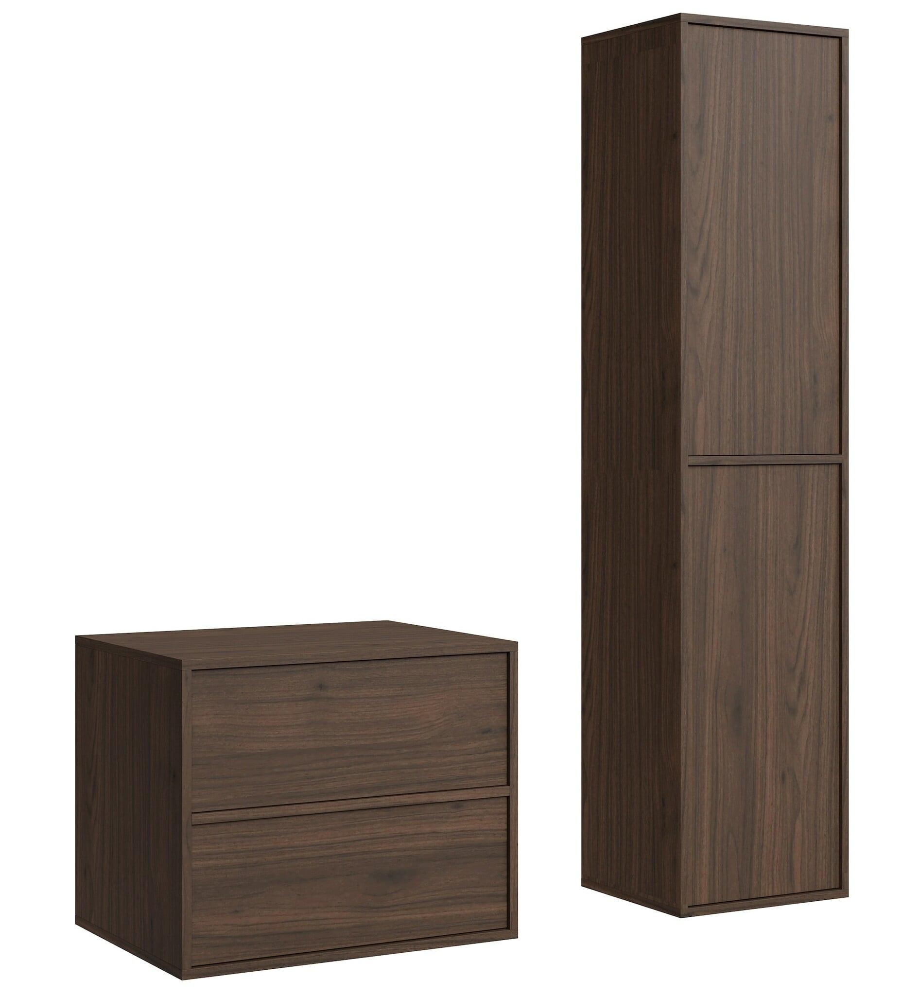 BADMÖBEL-SET Mali 2 Teile Walnuss Braun - 60 x 46 x 54 cm - Eichefarben, Holz (60/54/46cm) - Badplaats