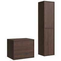 BADMÖBEL-SET Mali 2 Teile Walnuss Braun - 60 x 46 x 54 cm - Eichefarben, Holz (60/54/46cm) - Badplaats