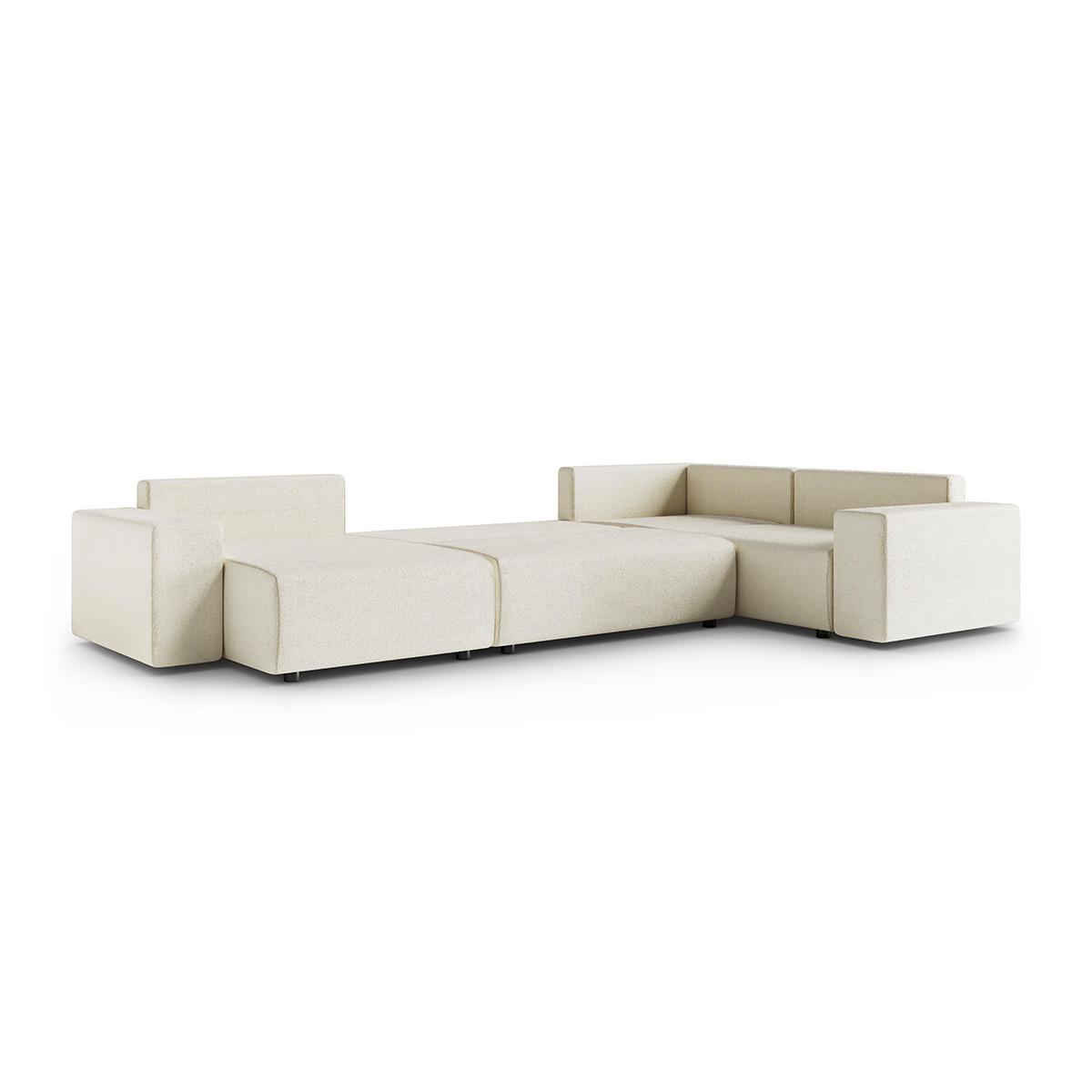 PANORAMASOFA Lorenzo 5 Sitzplätze Cremefarben - Weiß, Holz (378/85/236cm) - Petits-meubles