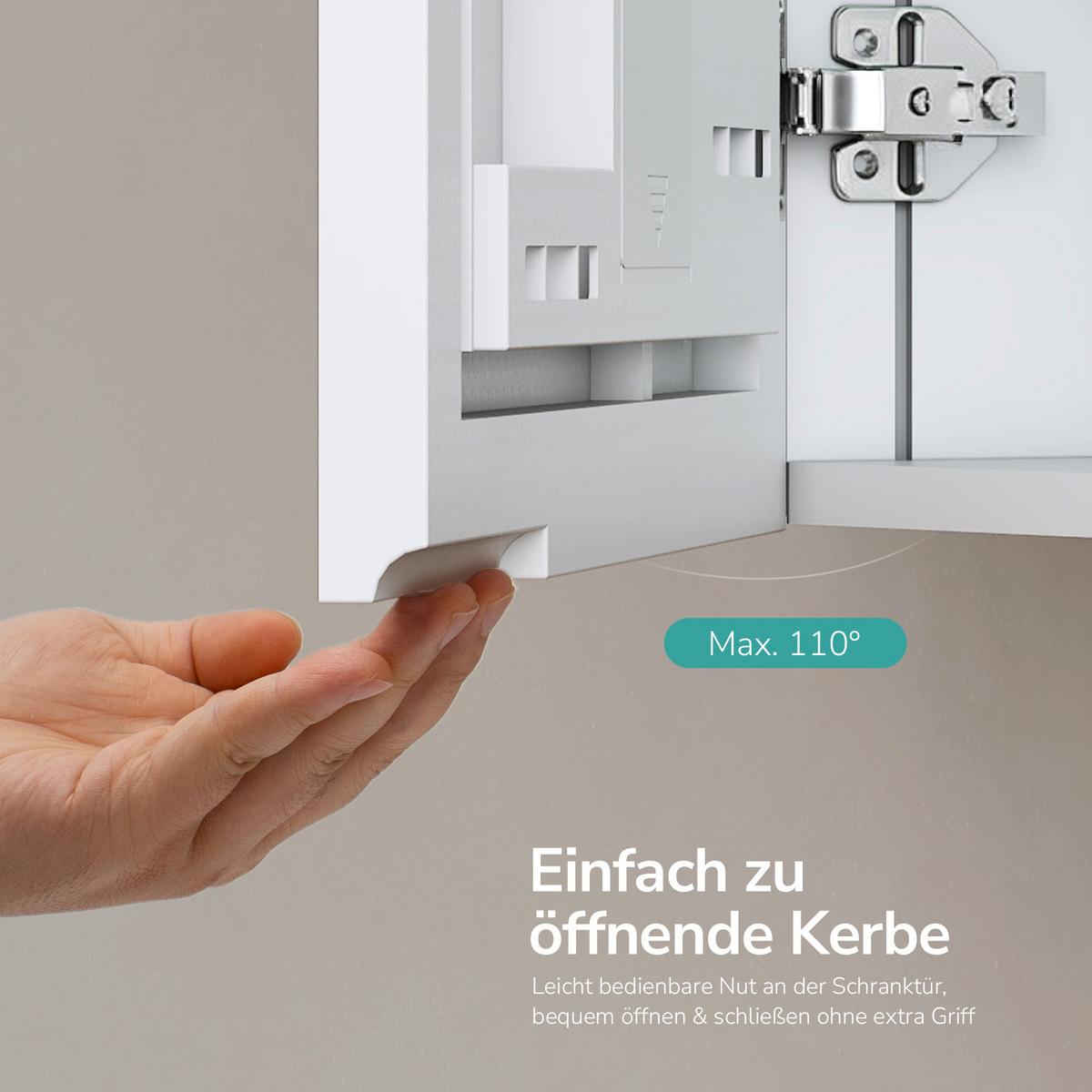 SPIEGELSCHRANK mit Ablagefächern und Rückwand-Stauraum mattweiß 65/80 cm - Weiß, Glas (80/65/15cm) - EMKE