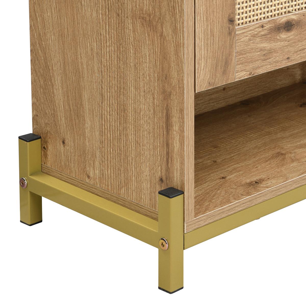SCHUHSCHRANK aus Holz mit Rattantüren - Hellbraun, Holzwerkstoff (24/100/108cm) - Urban Meuble