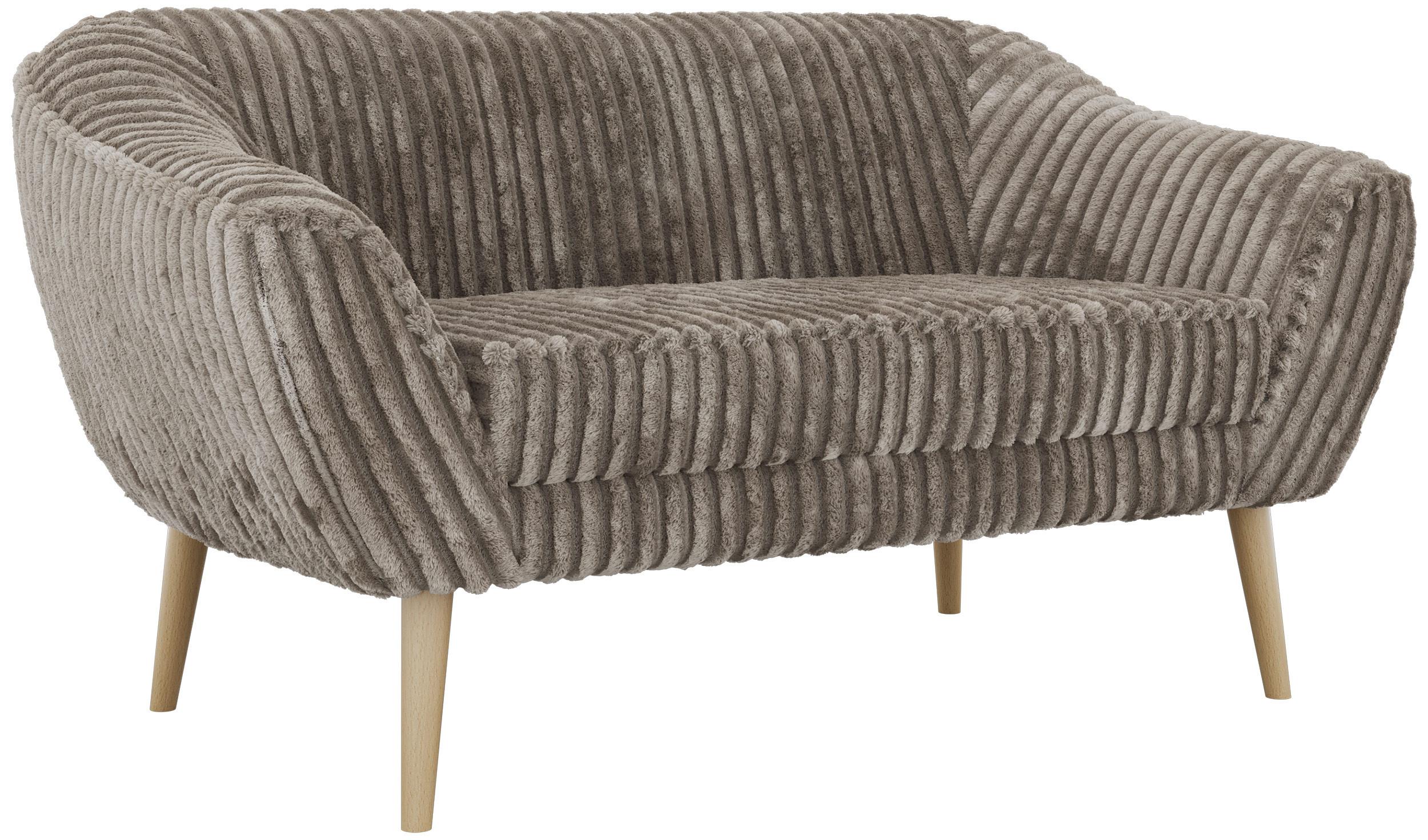 2-SITZER-SOFA PIRS - Hellbraun Cord - Holzbeine - Hellbraun/Buchefarben, Holzwerkstoff/Textil (140/75/74cm) - MKS