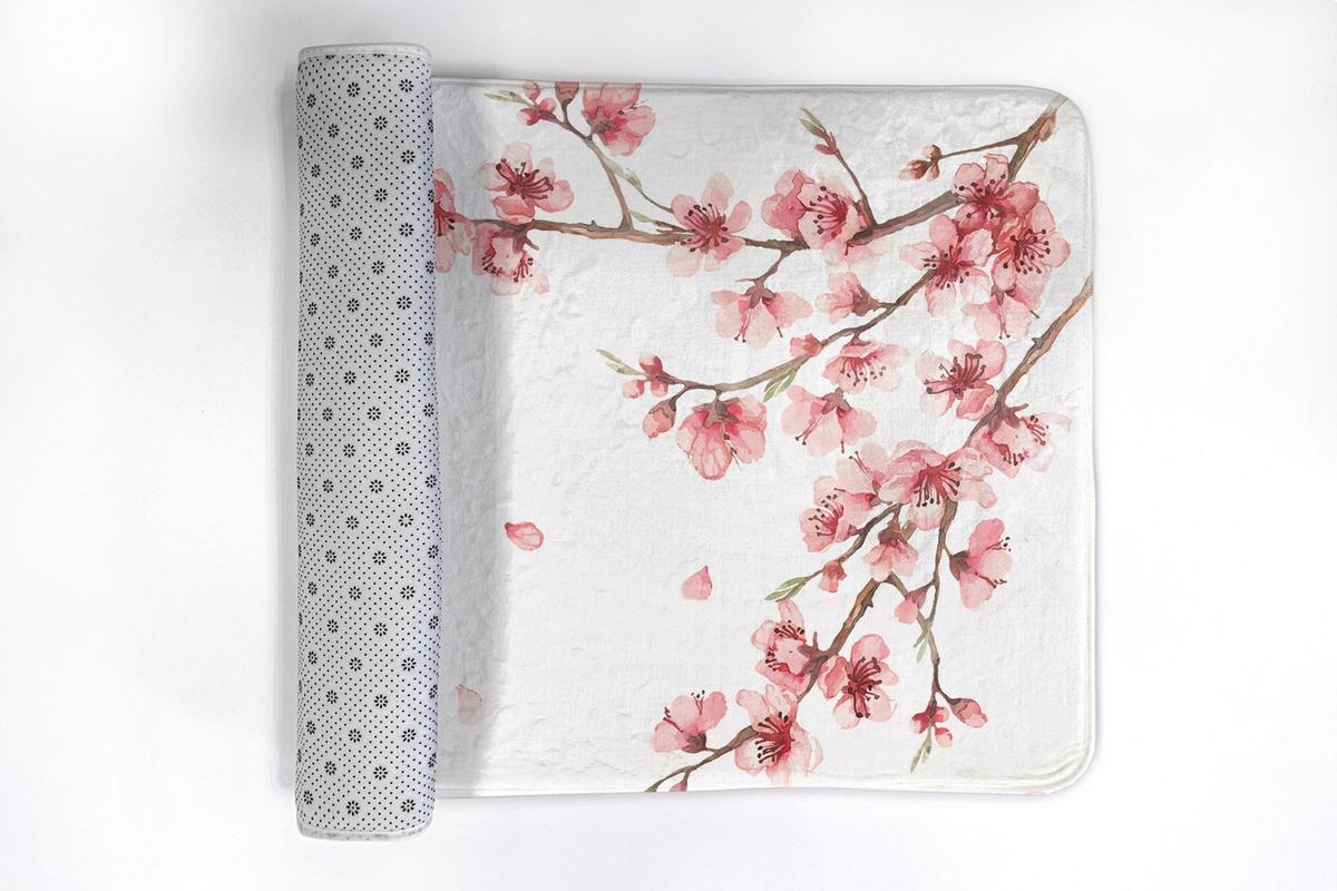 BADTEPPICH 90x60 cm Japanische Blumen - Weiß, Textil (90/60cm) - TULUP