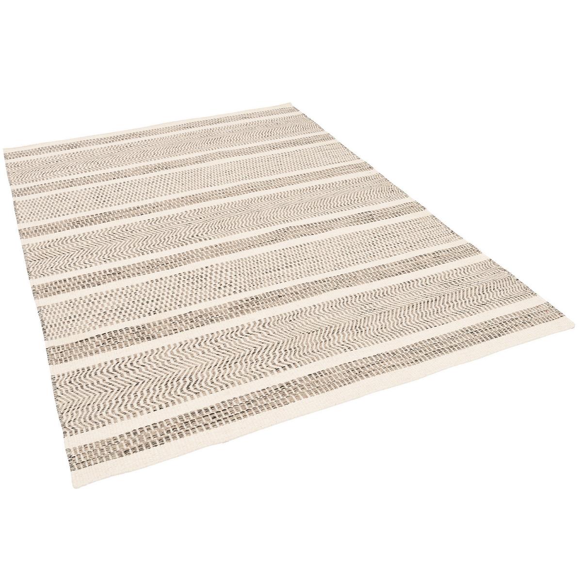 NATUR TEPPICH WOLLE RANA STREIFEN - Creme/Grau, Textil (120/180cm) - Pergamon