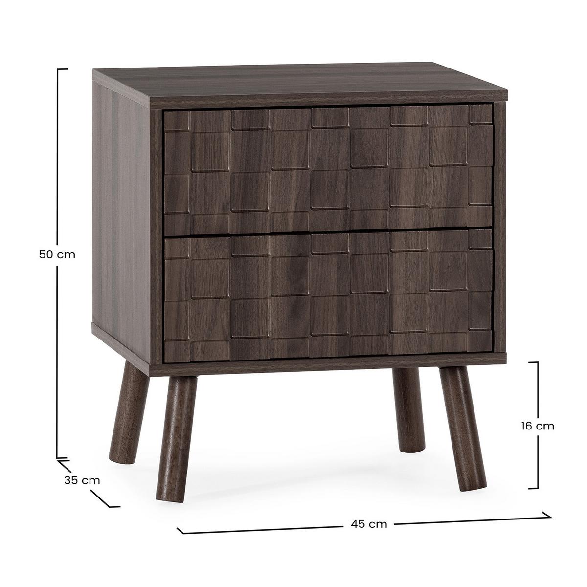 NACHTTISCH Canadá 2 Schubladen Walnuss-Optik - Walnussfarben, Holzwerkstoff (45/50/35cm) - VS Venta-stock