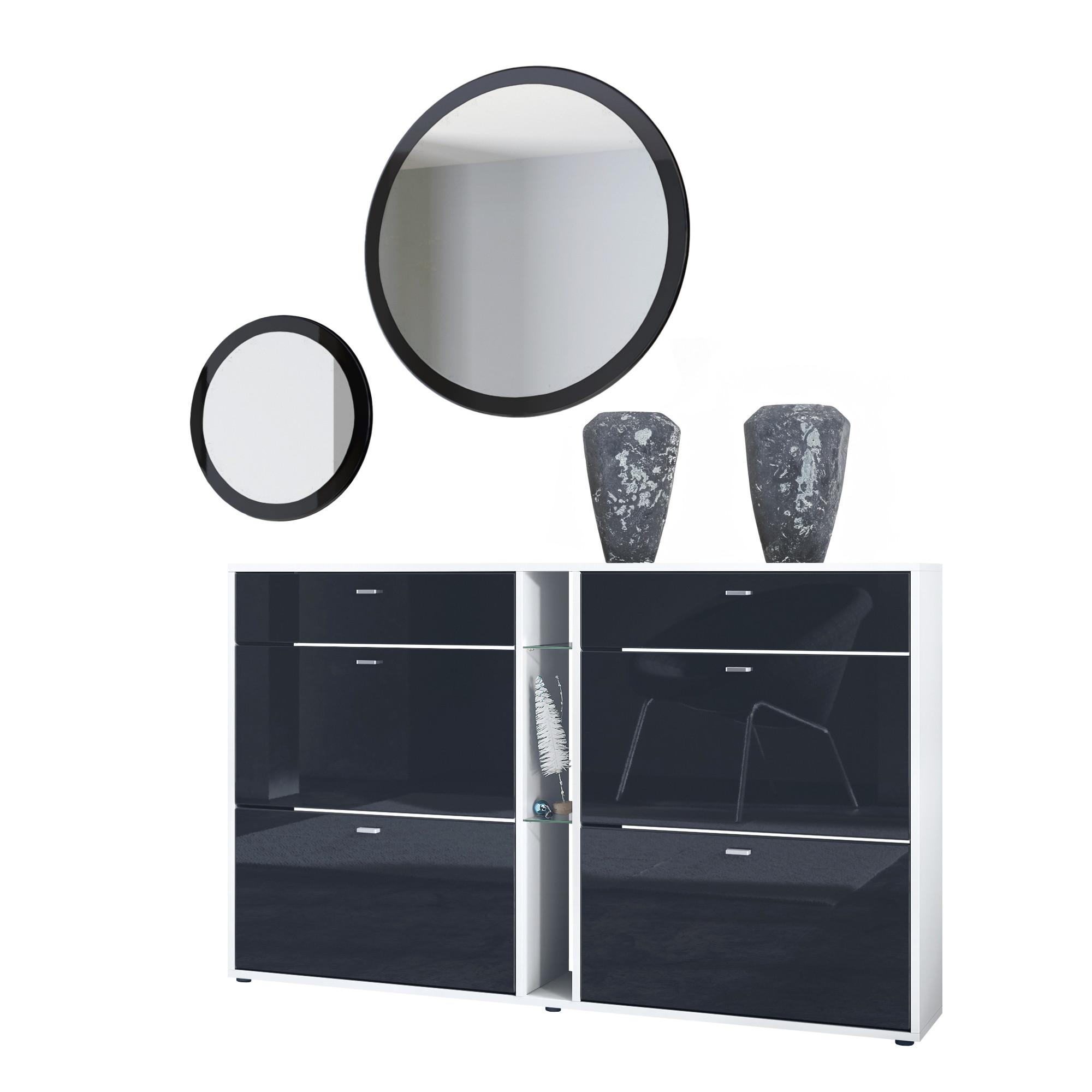 GARDEROBE Florence Schwarz Hochglanz - Schwarz Hochglanz, Holzwerkstoff (155.5/200/28cm) - Vladon