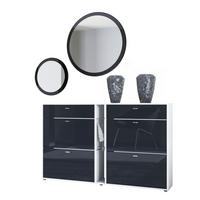 GARDEROBE Florence Schwarz Hochglanz - Schwarz Hochglanz, Holzwerkstoff (155.5/200/28cm) - Vladon