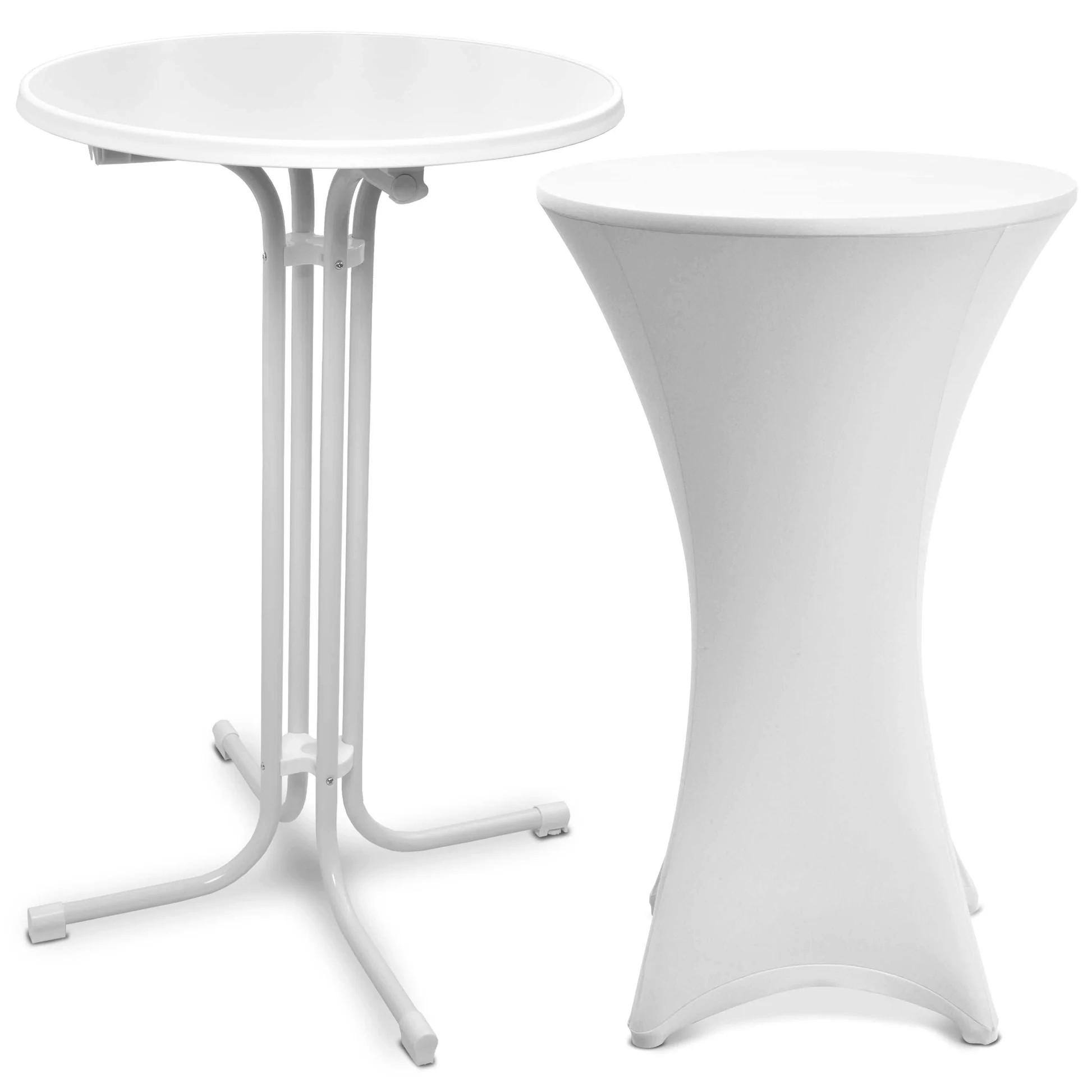 STEHTISCH Bellini Ø 80cm Weiß mit Stella Stehtischhusse Ø 80cm Weiß - Weiß, Metall (80/80/110cm) - Beautissu 