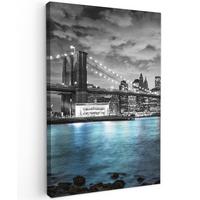 LEINWANDBILD New York - Skyline - Stadt - Blau Deko Groß 90x140 cm - Blaugrau, Textil (90/140cm) - MuchoWow