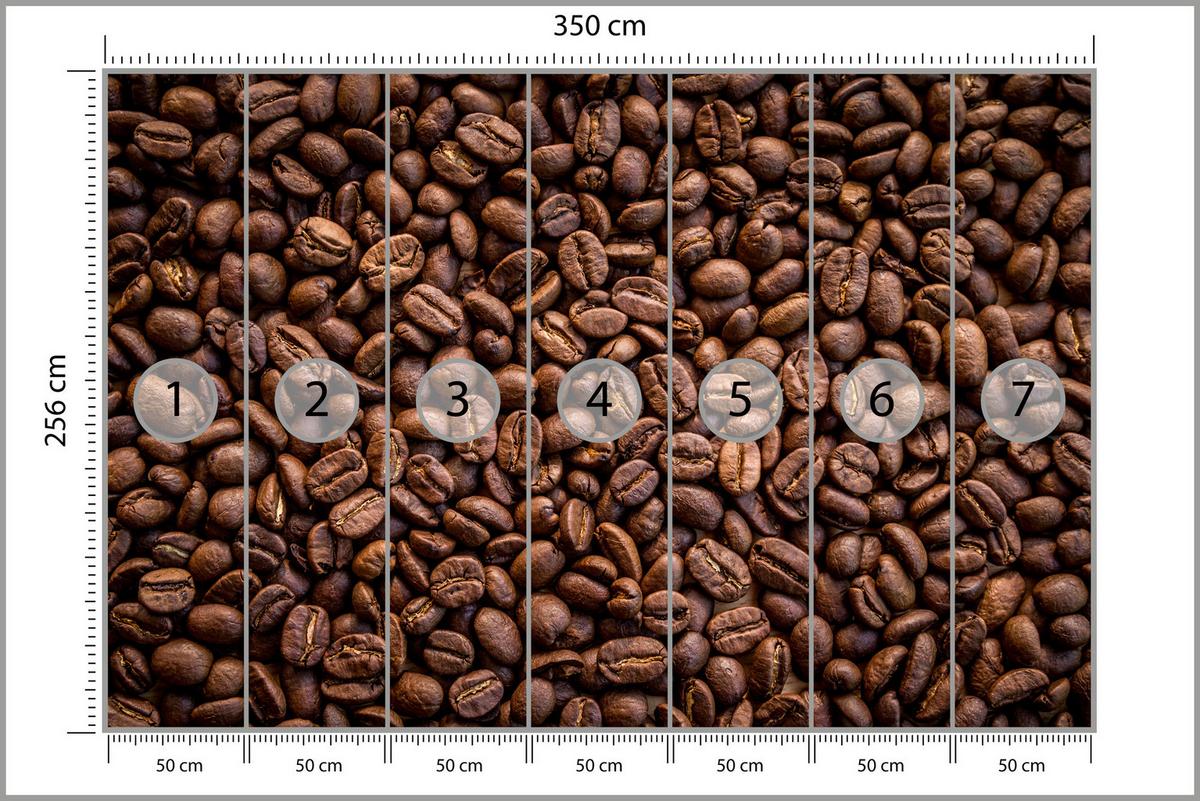 FOTOTAPETE für Esszimmer Kaffee Kaffeebohnen 3D 350x256 - Braun, Papier (350/256cm) - Muralo