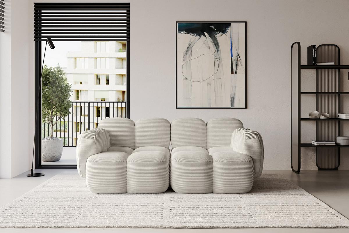2-SITZER modulares Sofa Miko-S1 214x118x75 cm Creme Cord - Schwarz/Mokka, Holzwerkstoff/Kunststoff (214/75/118cm) - ALTDECOR