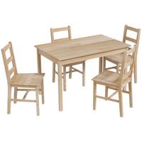 5-TLG. Essgruppe, Esstisch mit 4 Stühlen, platzsparend Esszimmergruppe, Natur - Naturfarben, Holz (73/75/118cm) - HOMCOM