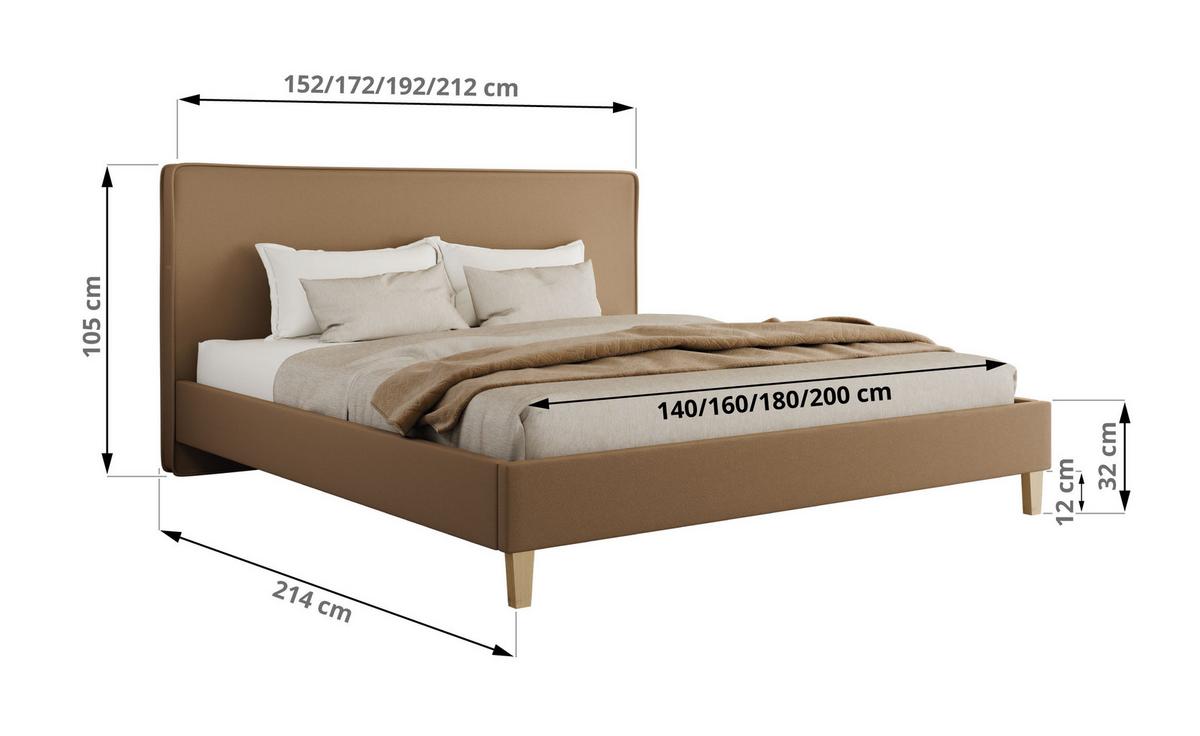POLSTERBETT LUMARO CLASSIC 140/200 - Braun Kunstleder - Matratze Multipocket - Braun/Kernbuche, Holz/Textil (140/200cm) - MKS