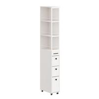 SCHMALER Rollschrank mit Schubladen und offenen Regalen NSR13-WG - Ahornfarben, Fell (20/170/40cm) - SoBuy