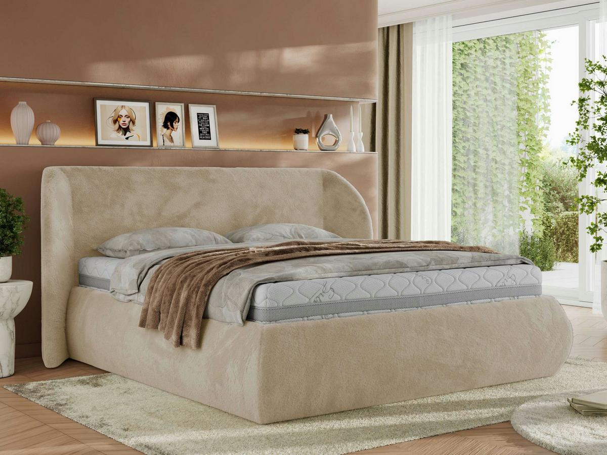 POLSTERBETT CAELA CLASSIC 140/200 - Creme Plüsch - Multipocket-Matratze - Creme, Textil (140/200cm) - MKS