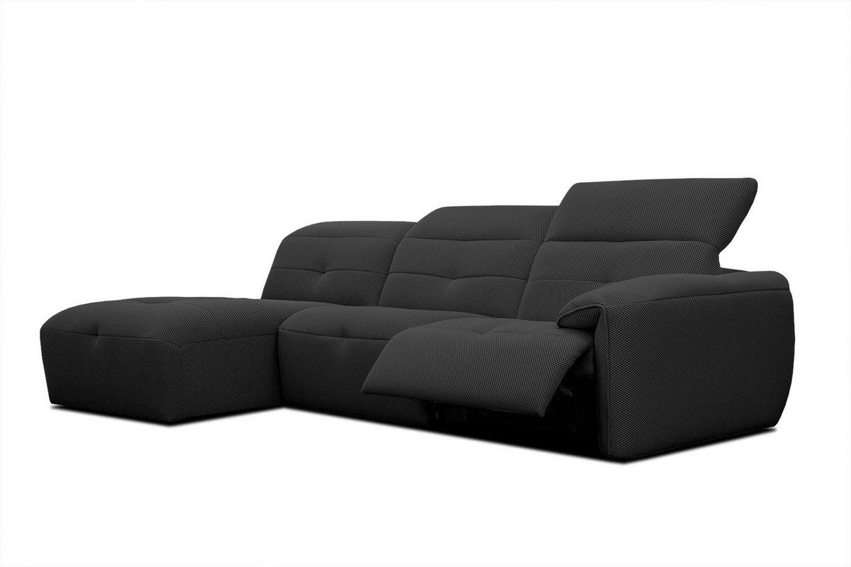 ECKSOFA TRENTO 4-Sitzer mit 1 Relaxfunktion, schwarz - Schwarz, Holzwerkstoff/Kunststoff (165/262cm) - Wozimo