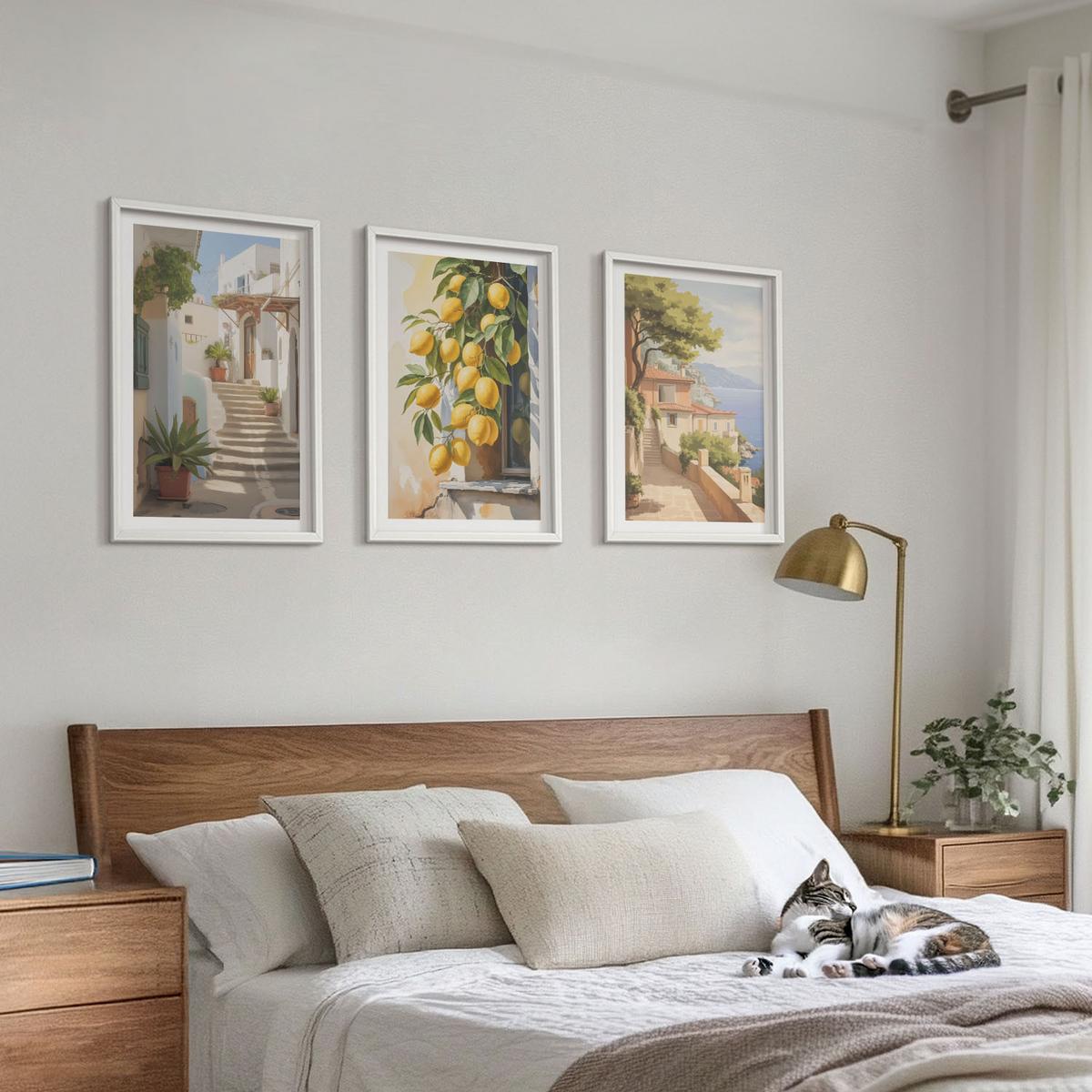 BILDER SET 3er Set - 40x60 cm Weißer Rahmen - Lemon Streets Meerblick - Weiß, Kunststoff (40/60cm) - TULUP