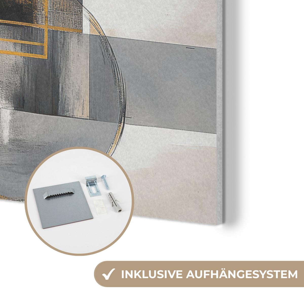 AKUSTIKBILD Abstrakt - Gold - Silber - Formen - Ästhetisch - Modern Wanddeko 70x50 cm - Goldfarben, Kunststoff (70/50/0.9cm) - MuchoWow