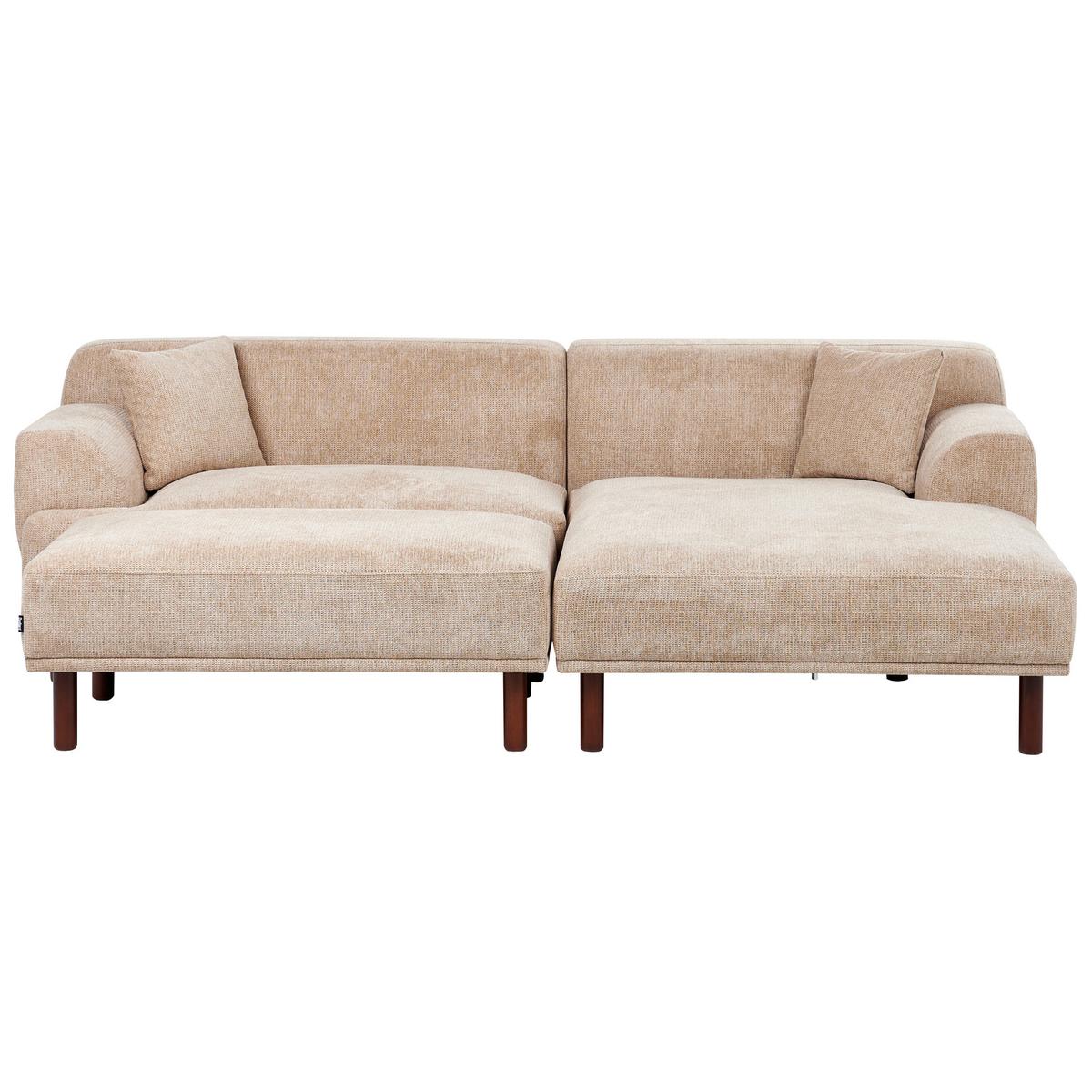 ECKSOFA 3-Sitzer Stoff Beige mit Ottomane linksseitig Holt - Beige, Textil (241/159cm) - Beliani