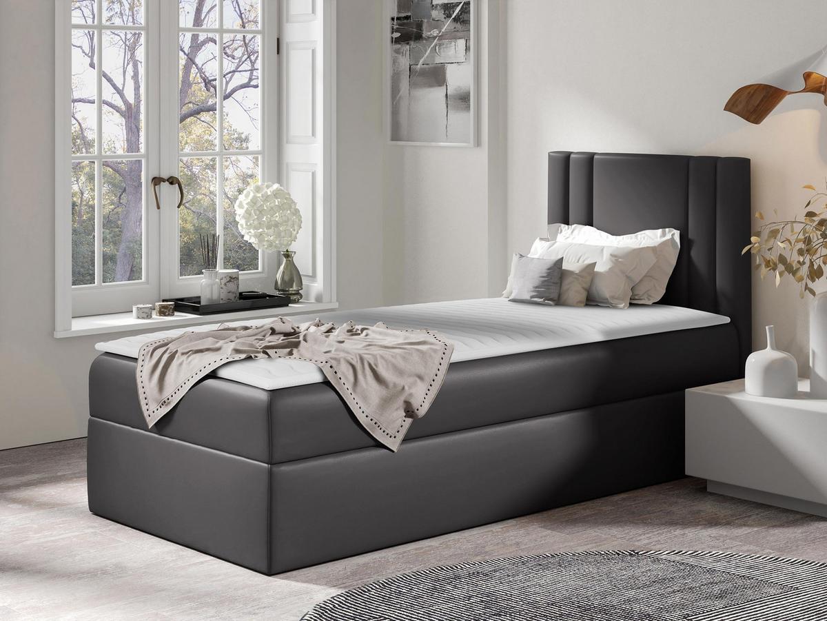 BOXBETT Carmen Mini, Seite zum Öffnen des Bettkastens: Rechts - H3 - Alufarben, Holz (90/200cm) - MIRJAN24
