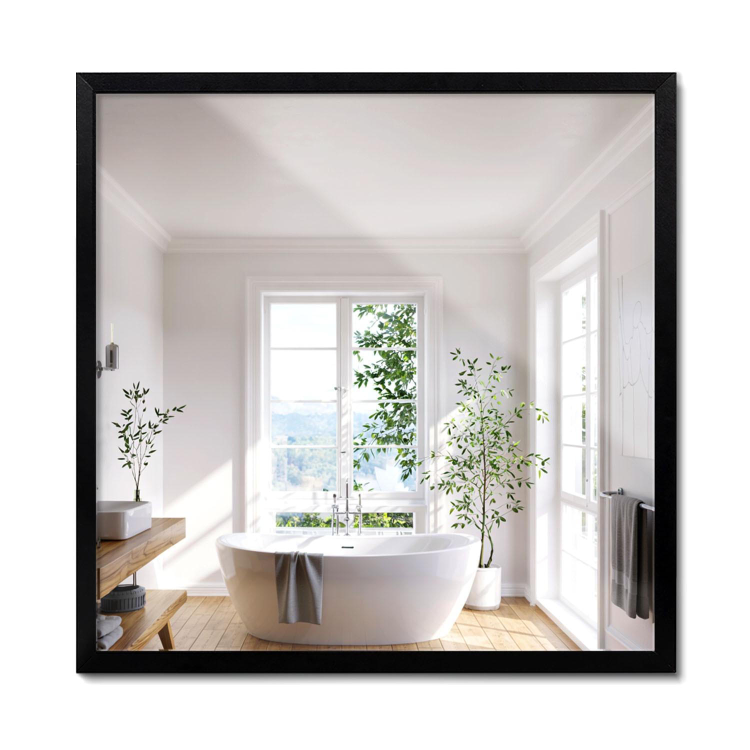 SPIEGEL 50x50cm Schwarzer Rahmen - Schwarz, Glas (50/50/0.4cm) - Wallfluent