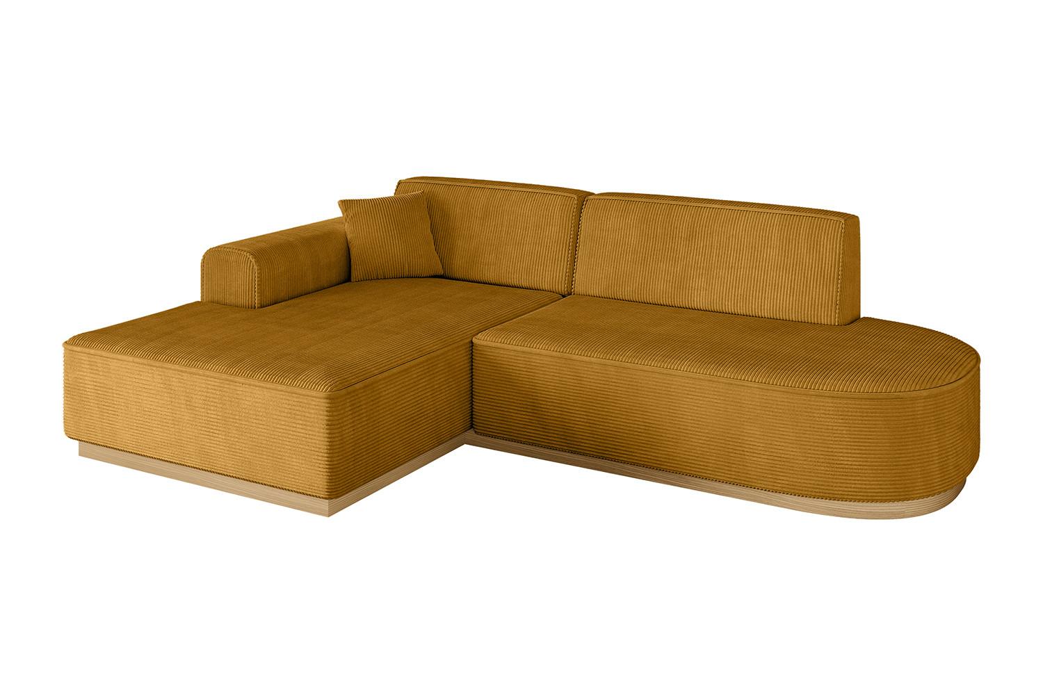 ECKSOFA Ottomane Links IREA-L1-v2 - 232x165x80 cm Senfgelb - Grün, Holzwerkstoff/Textil (232/165cm) - ALTDECOR
