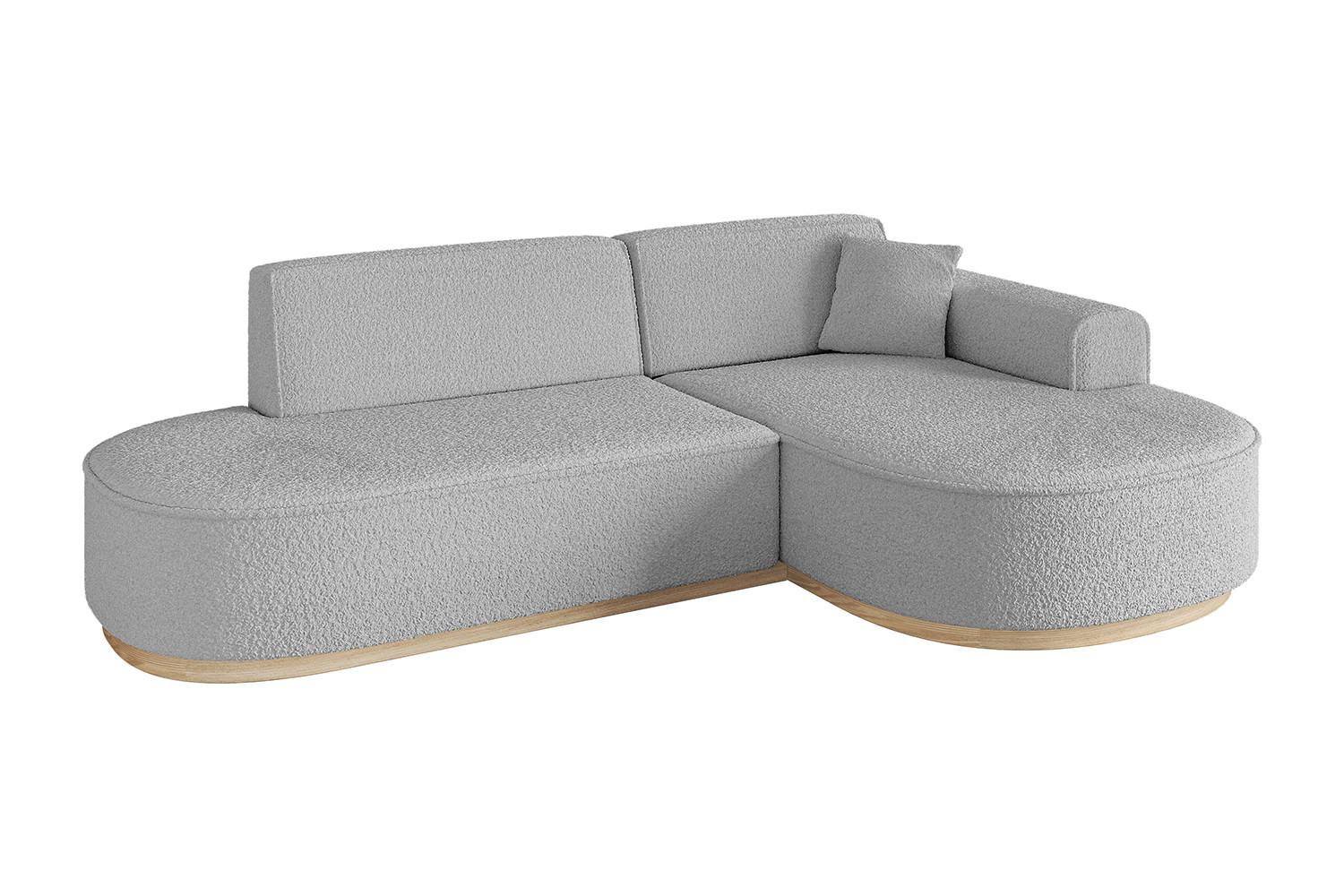 ECKSOFA Ottomane Rechts MARI-L1-v1 - 243x171x83 cm Hellgrau Bouclé - Hellgrau, Holzwerkstoff/Textil (171/243cm) - ALTDECOR